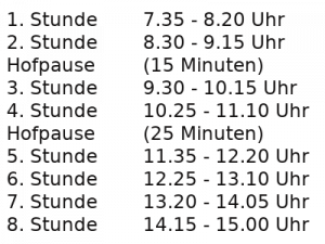 Unterrichtszeiten